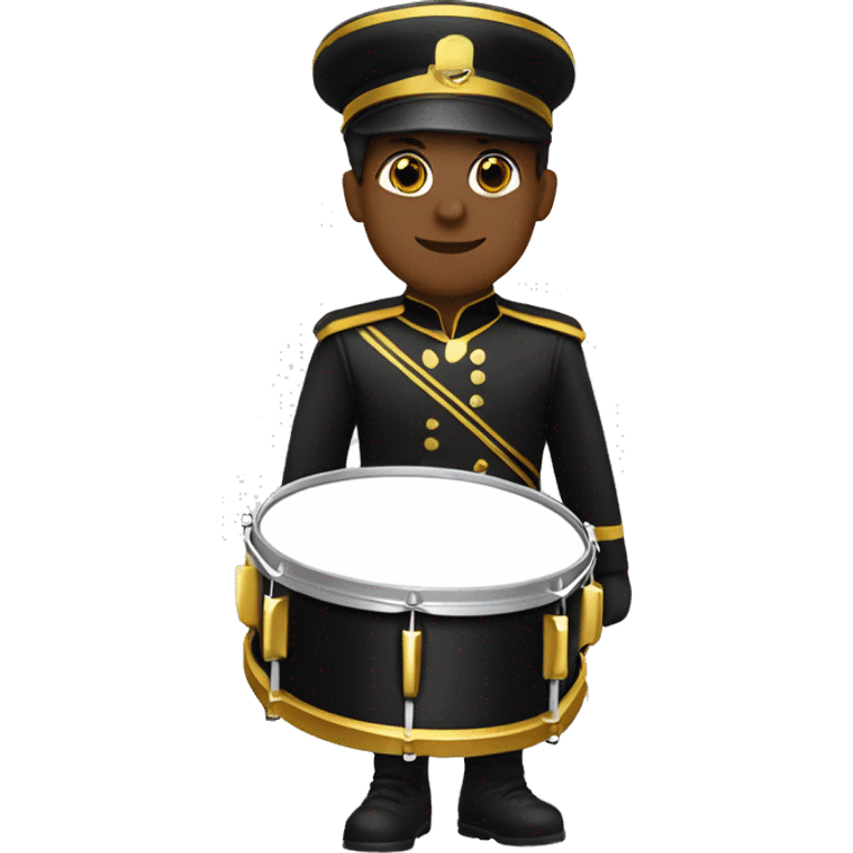 A marching band drummer in a black and gold uniform  emoji