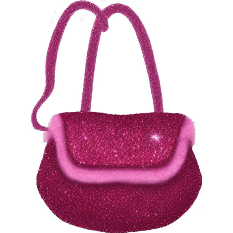 Realistic raspberry Sparkle glitter and fur purse. emoji