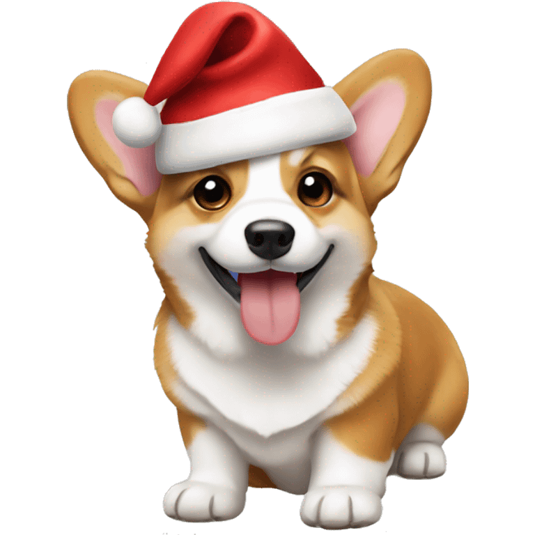 corgi puppy wearing santa hat emoji