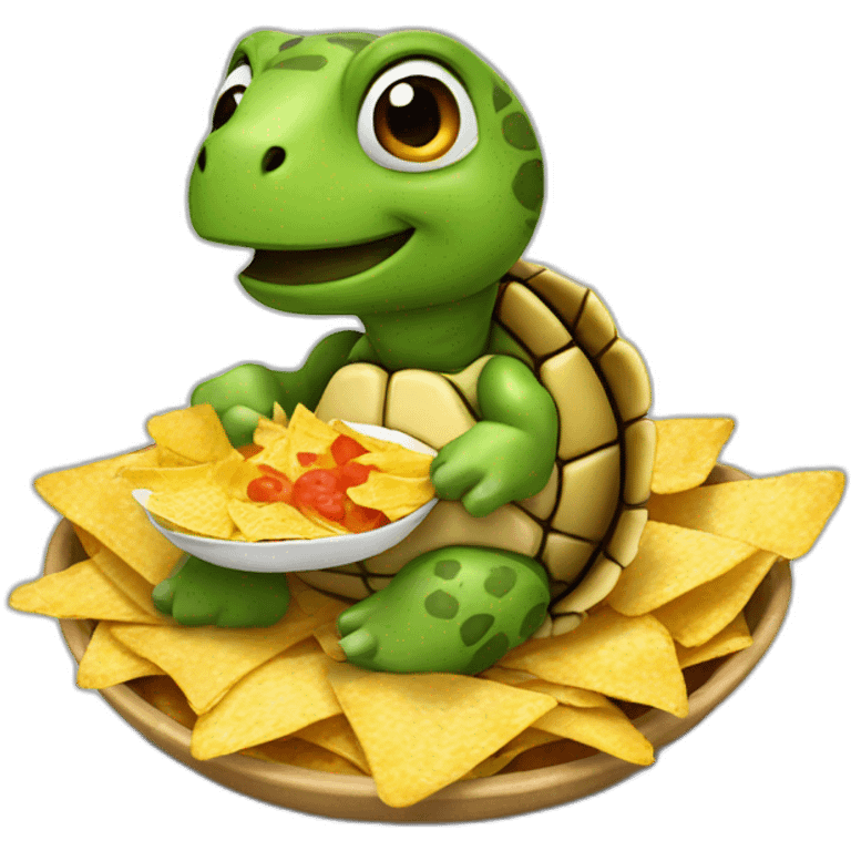 Turtle eating nachos emoji