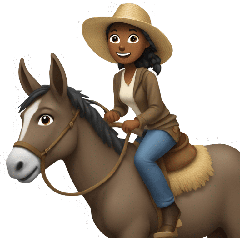 Janina riding a donkey emoji