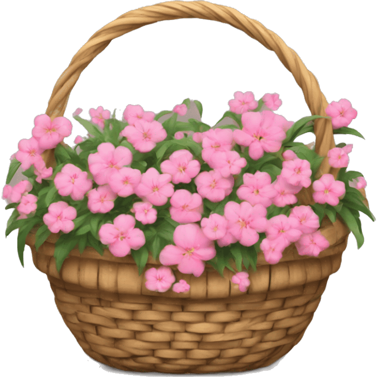 basket with courtyard and  pink flowers  emoji