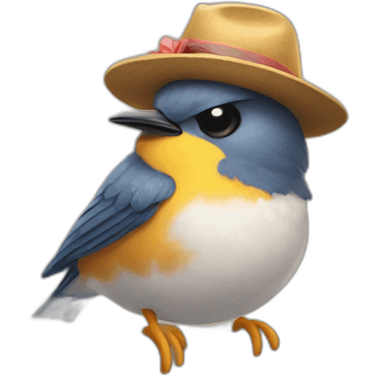 Bird with hat for sleeping emoji