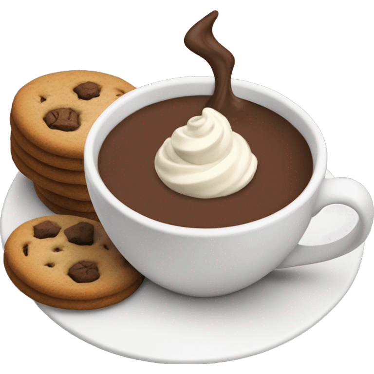 Hot chocolate with cream and cookies  emoji