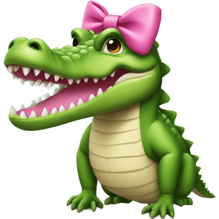 Full body Crocodile with a pink bow on head emoji