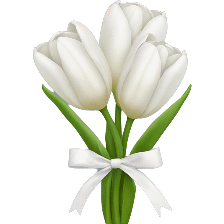 white tulip bouquet  with a white bow emoji