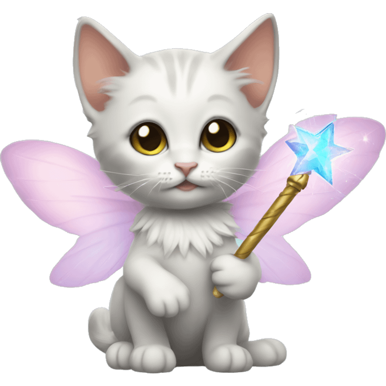 Kitten fairy with wand emoji