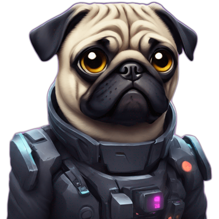 A pug in cyberpunk space emoji