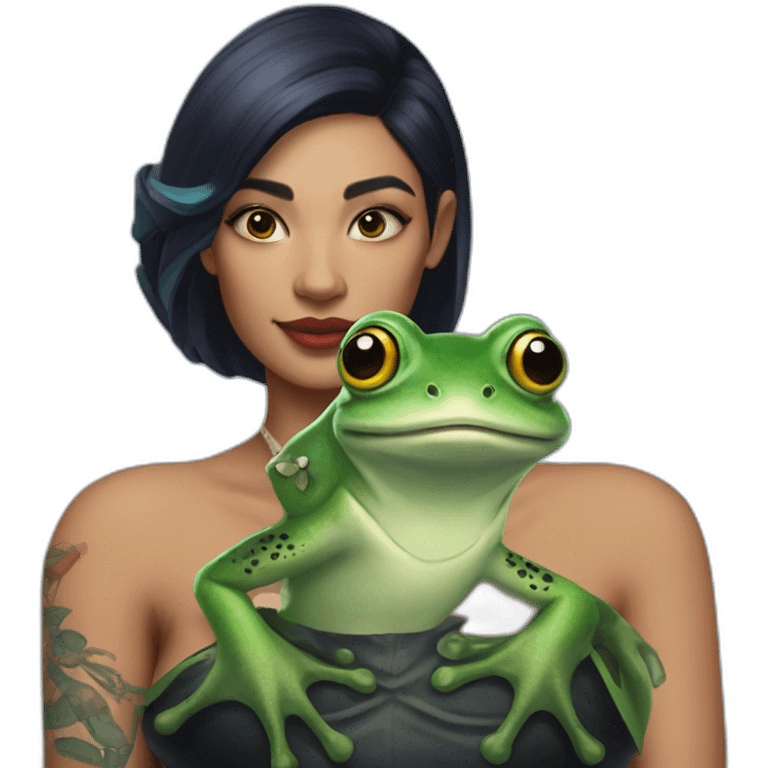 queen of frogs with manta ray tattoo on left shoulder emoji