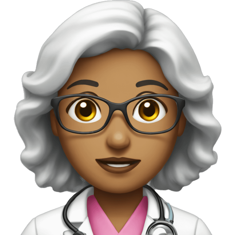 A women doctor with pink scopes emoji