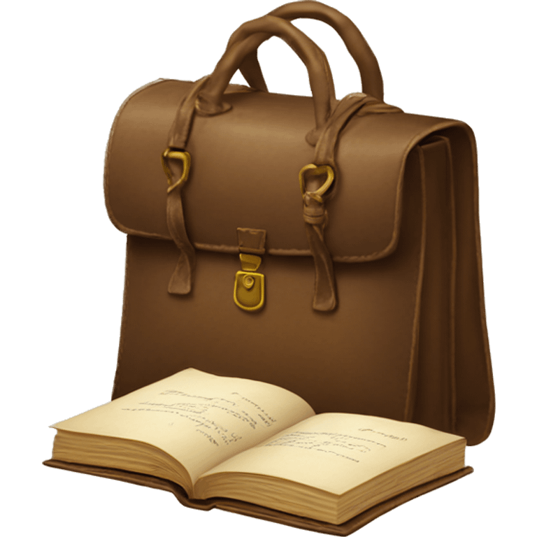 vintage bag with book emoji