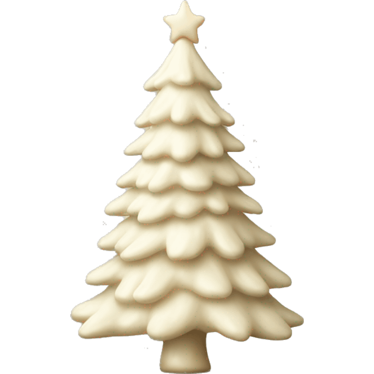 Realistic single isolated solid cream color christmas tree.  emoji