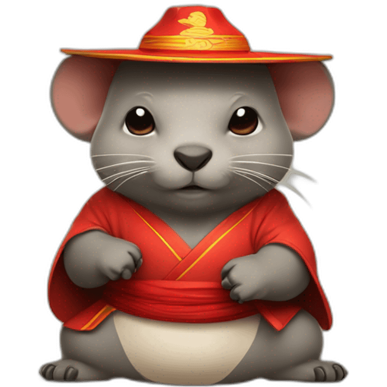 kung fu wombat with chinese hat emoji