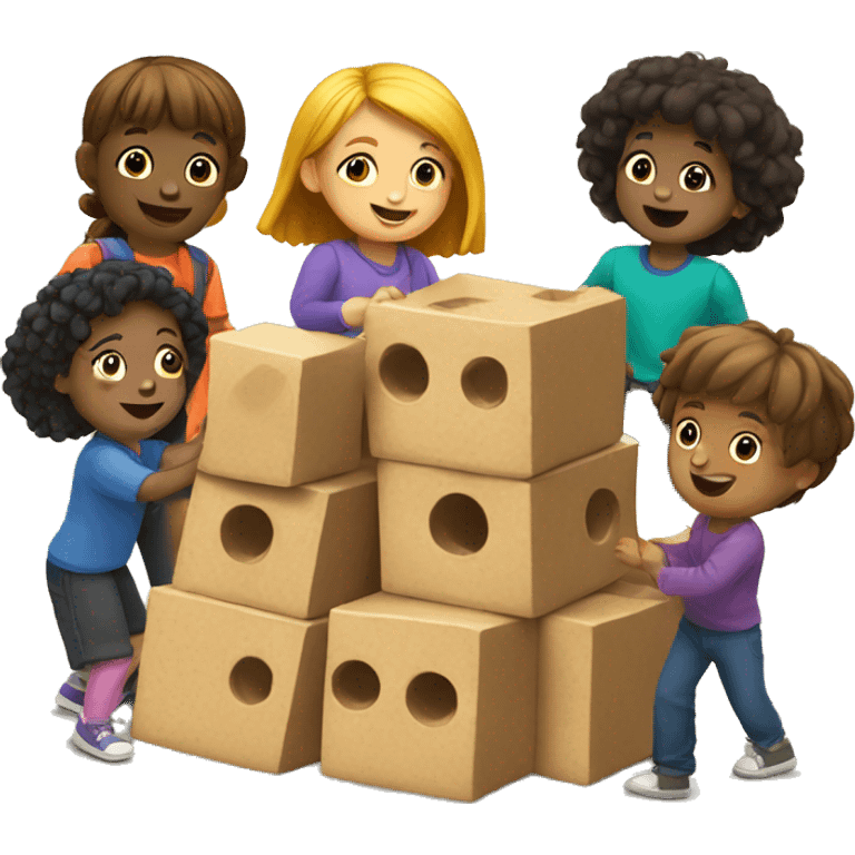 Group of Kids playing with blocks emoji