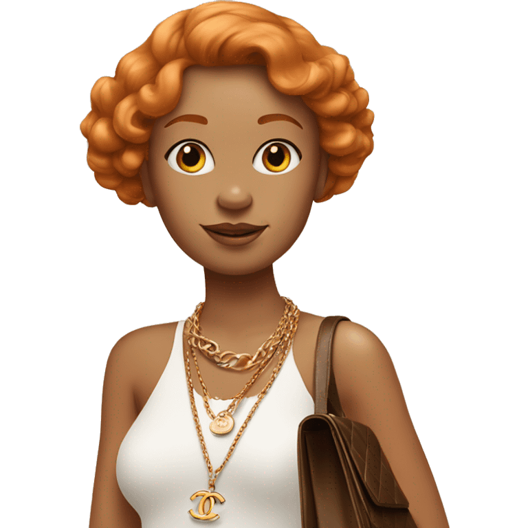 Ginger girl with Birkin bag and Chanel necklace emoji