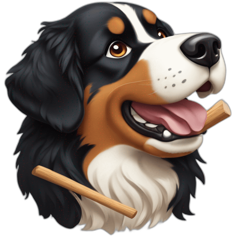 Bernese mountain dog playing with a wood stick emoji