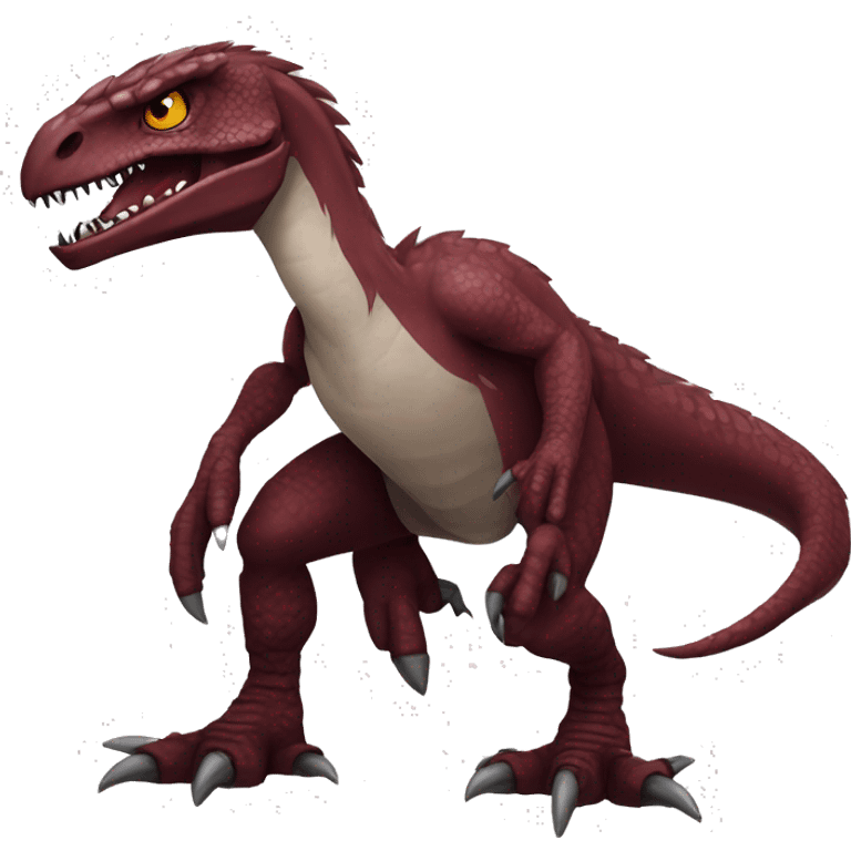 Maroon edgy badass modern handsome punk velociraptor-dragon-Digimon, full body emoji