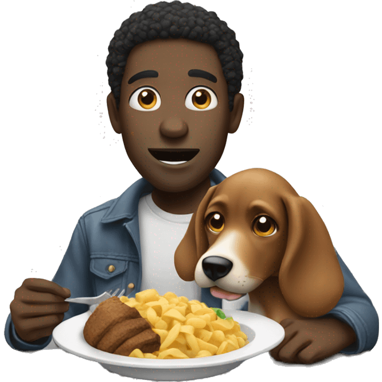 black man eating with a dog emoji