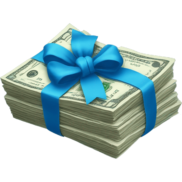 stack of money with blue bow emoji