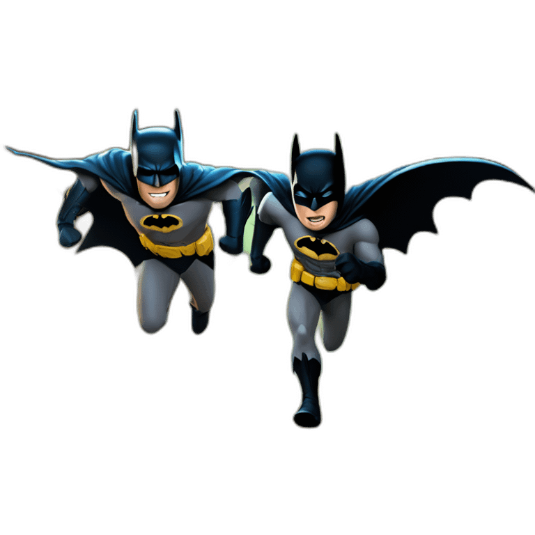 Batman and Robin running on an alley at night emoji