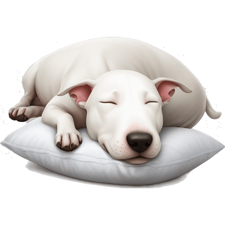 Bull terrier lying down on pillow sleeping cute  emoji