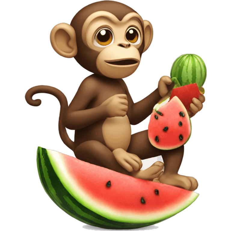 Monkey eating chicken and watermelon  emoji