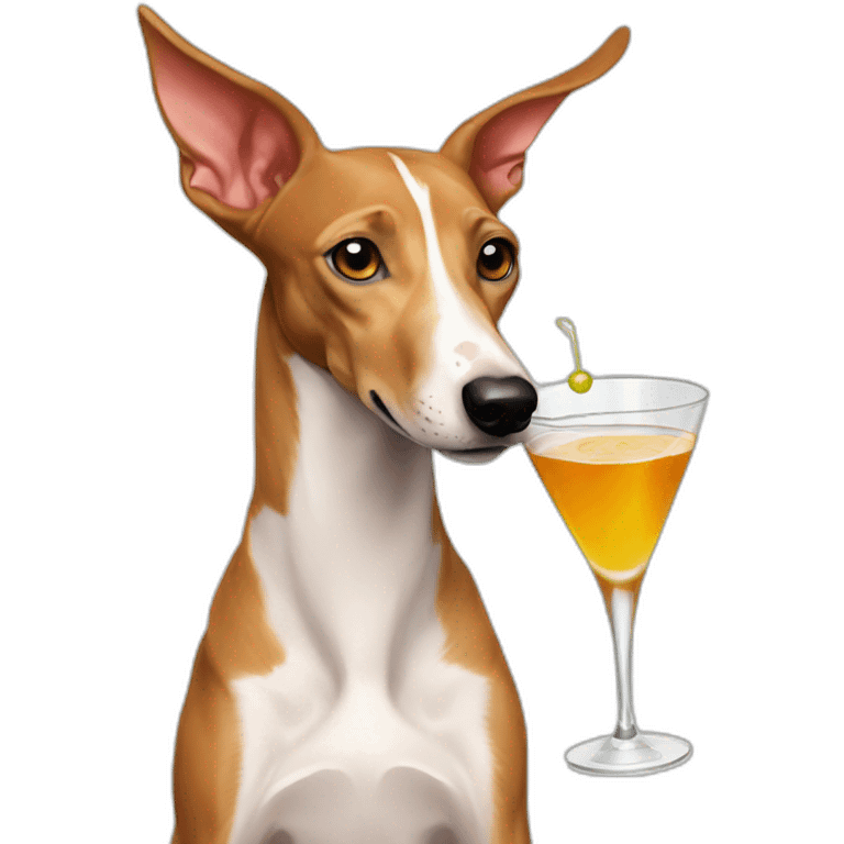 Podenco drinking martini emoji