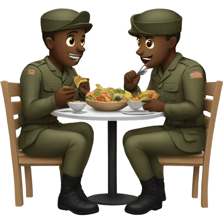 Soldiers eating together emoji