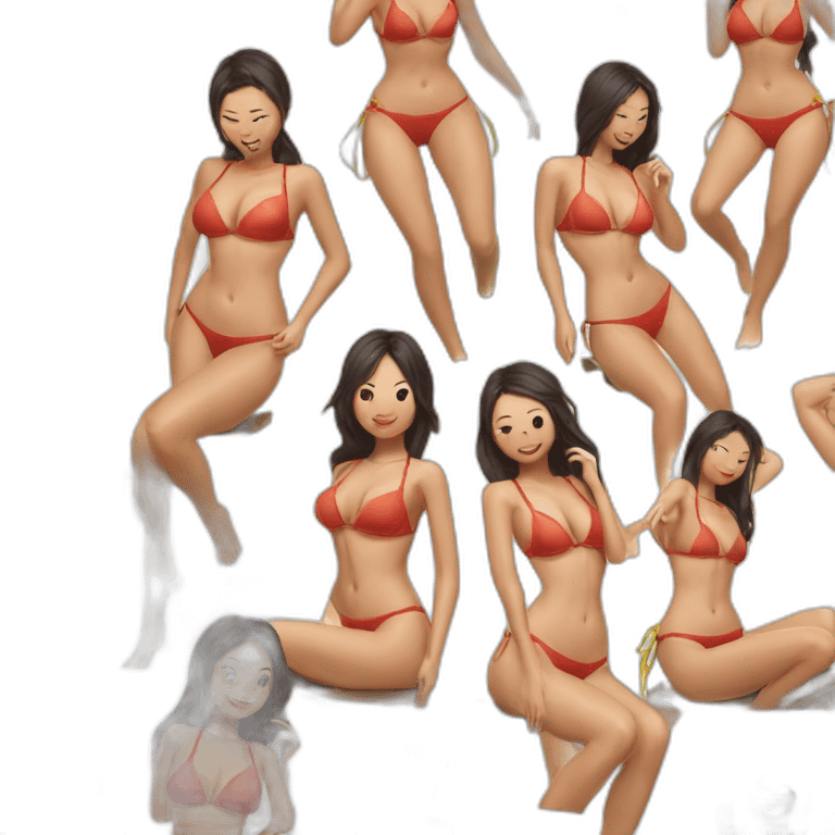 Sexy soft-fit wasian women bikini (beach body) (full body) chair emoji