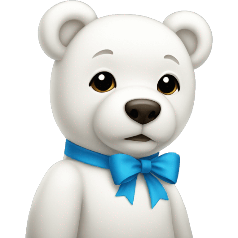 White teddy bear blue bow emoji