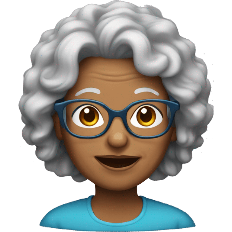 Grandma with long curly hair and glasses emoji