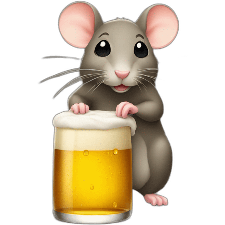 une souris buvant une bière emoji