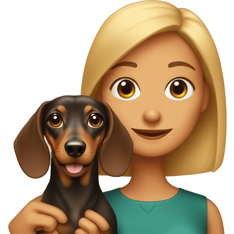 dachshund and woman emoji