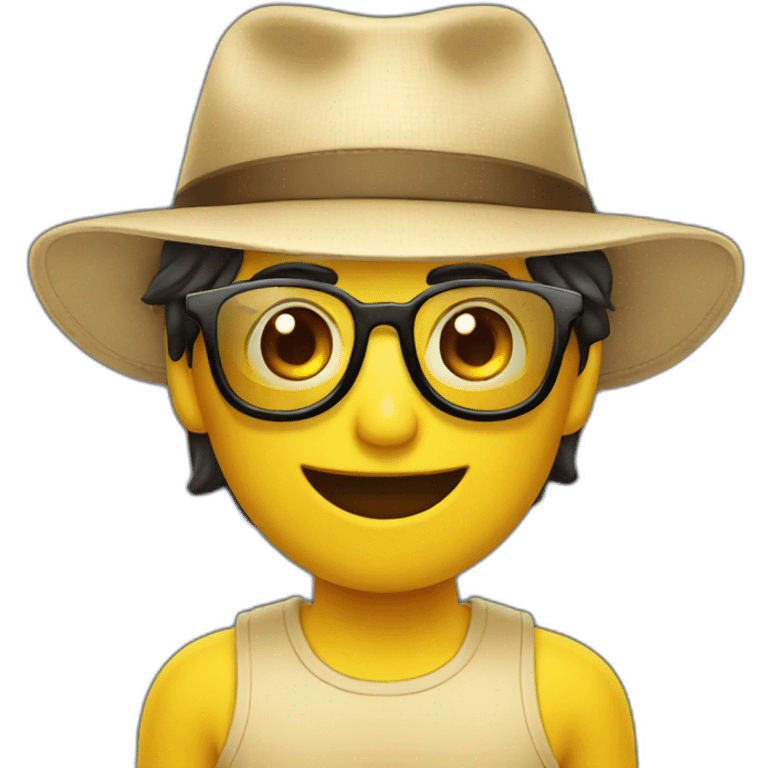 Emoji con gorra plana y lentes emoji