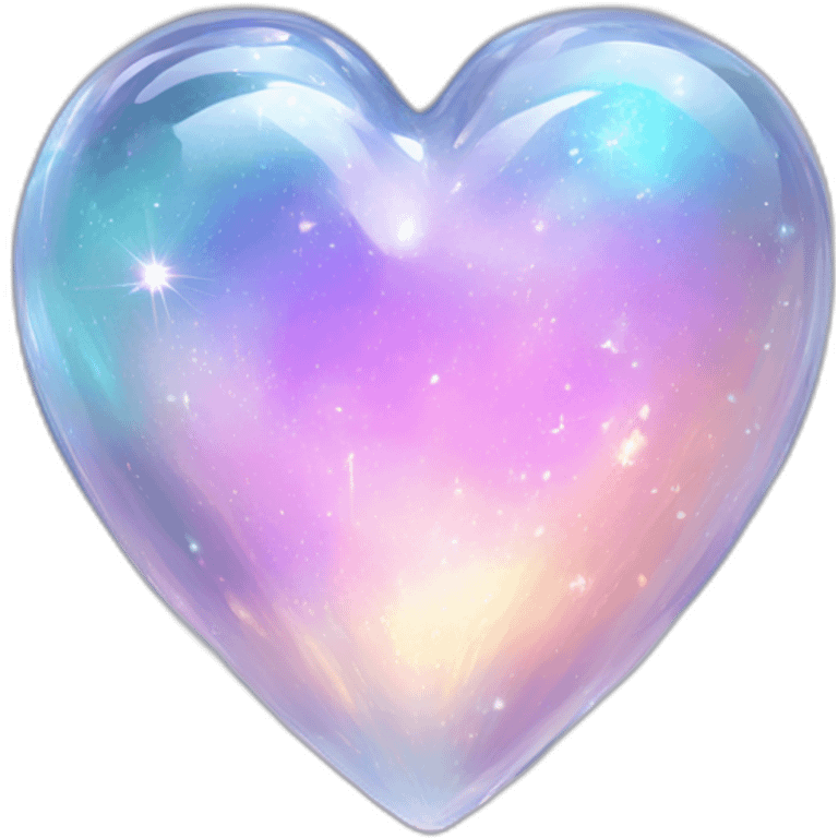 Sparkly glossy Pastel whitish iridescent glass crystal nebula glass heart emoji