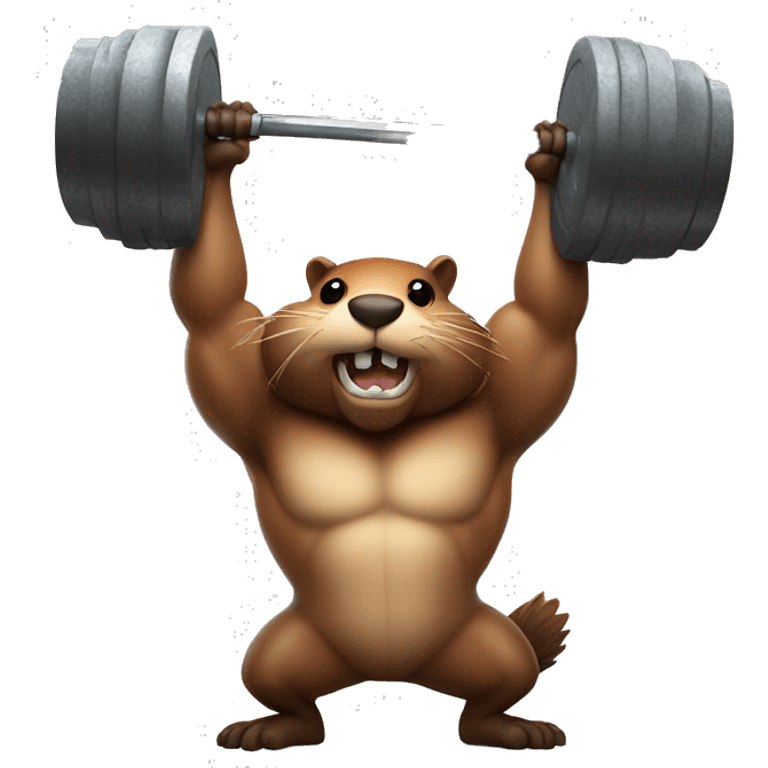 A beaver with strong muscles lifts the barbell emoji