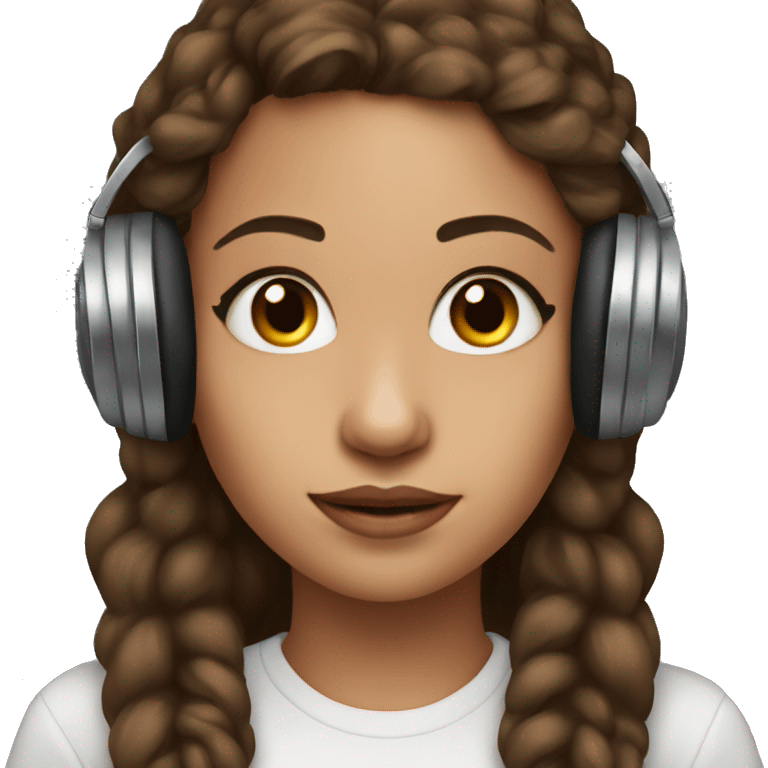 a female girl DJ with a brown hair, hoop earrings and a mole on her chin emoji