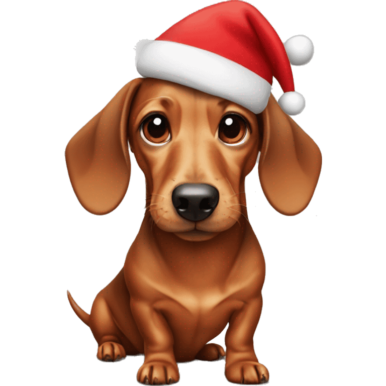 Dachshund wearing Santa hat emoji