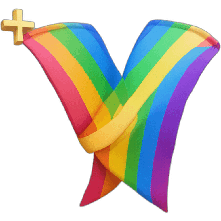 Drapeau lgbt avec une croix dessus emoji