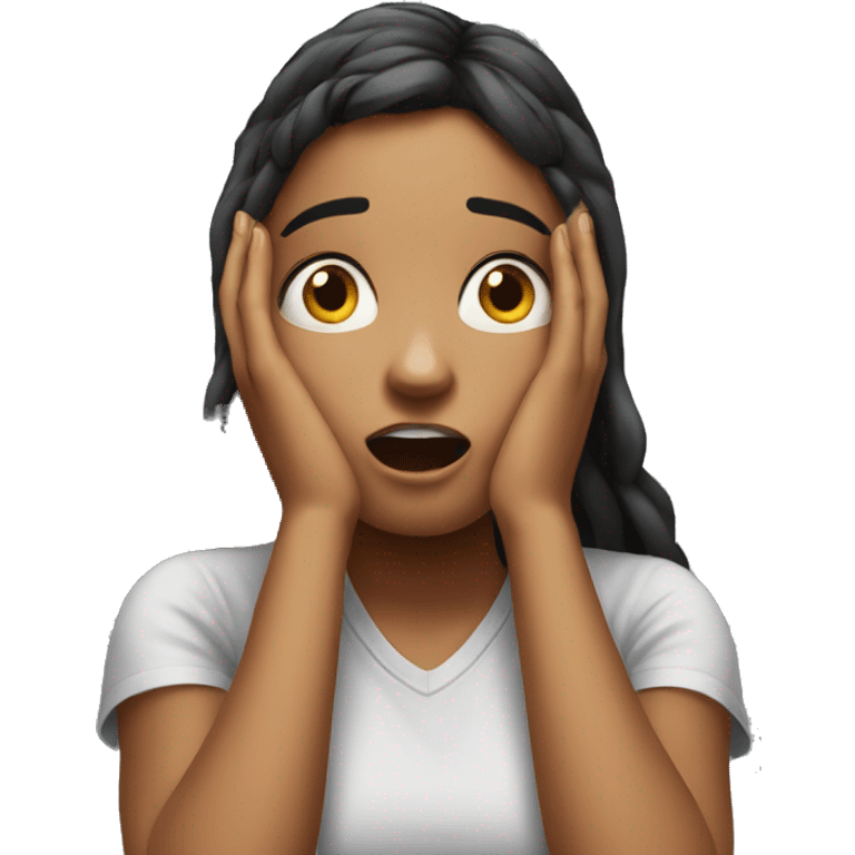 Girl holding her head with her hands shocked realistic  emoji