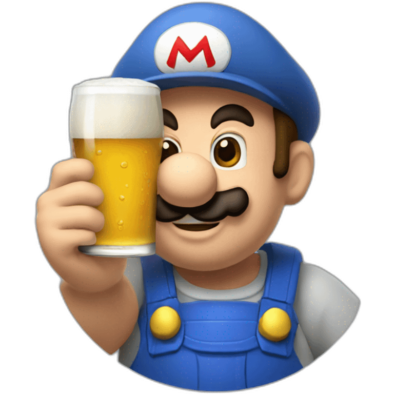 Mario who drinks a beer. emoji