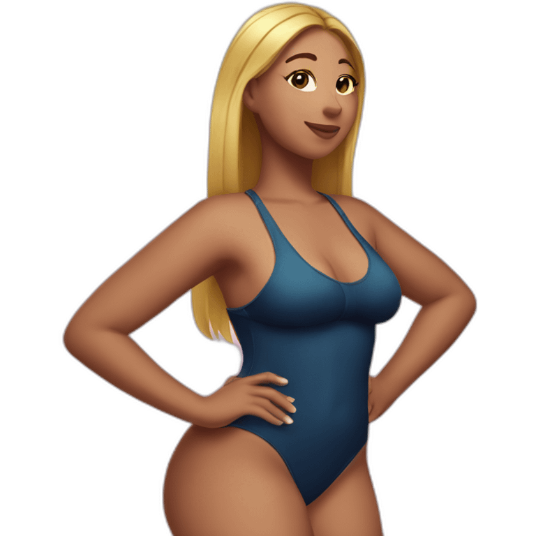 Slim-Thicc caucasian woman swimsuit posing emoji