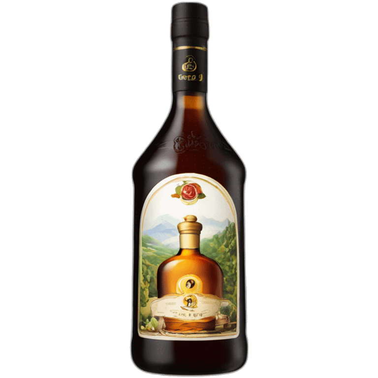 bottle of 6 years Kizlyar brandy with black label emoji