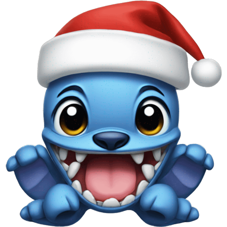 Stitch with a Santa hat on  emoji