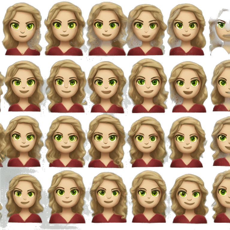 Cersei Lannister from game of thrones, blonde wavy hair, green eyes, red dress emoji