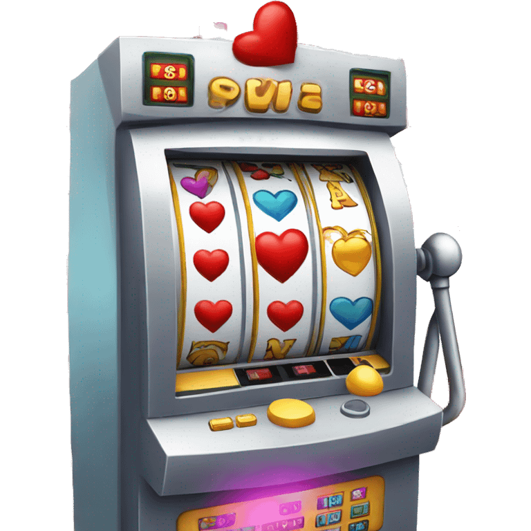 slot machine with heart, more hearts emoji