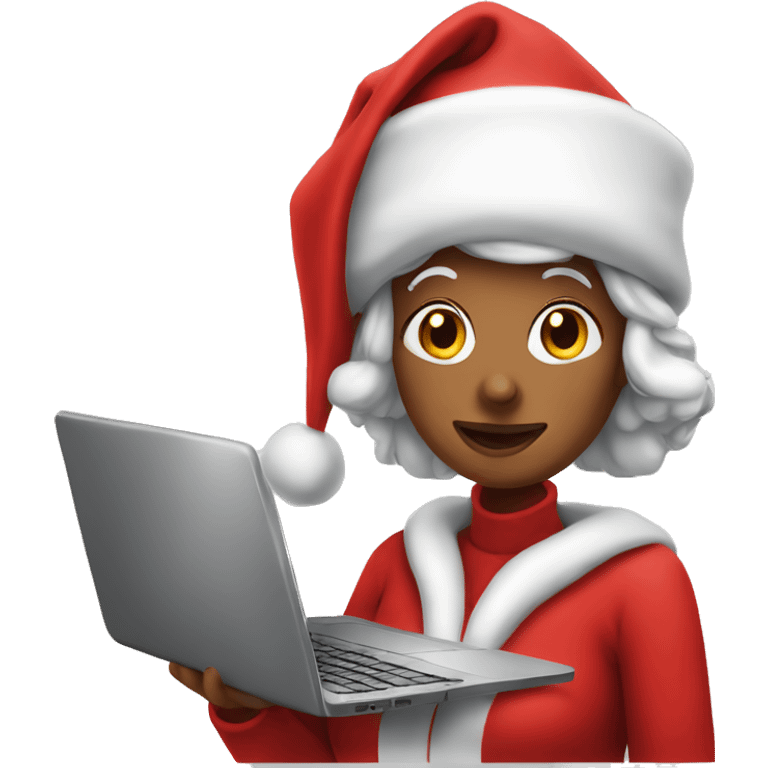 Mrs clause working at laptop emoji