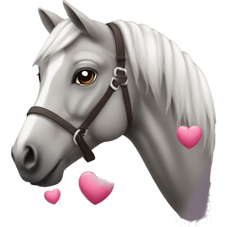 Smiling Silver bay Horse with hearts emoji