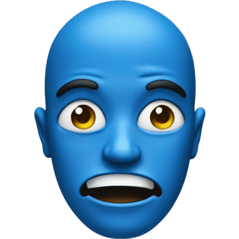 Blue coloured face that show greed expression. Face should be fully shown emoji