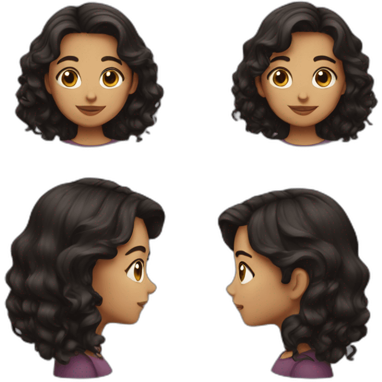 girl, wavy dark hair emoji